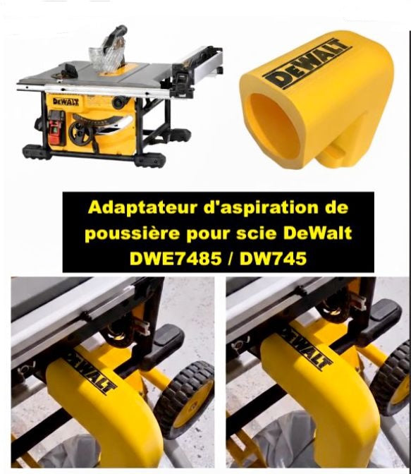 Adaptateur d'évacuation de poussière pour scie DeWalt DWE7485