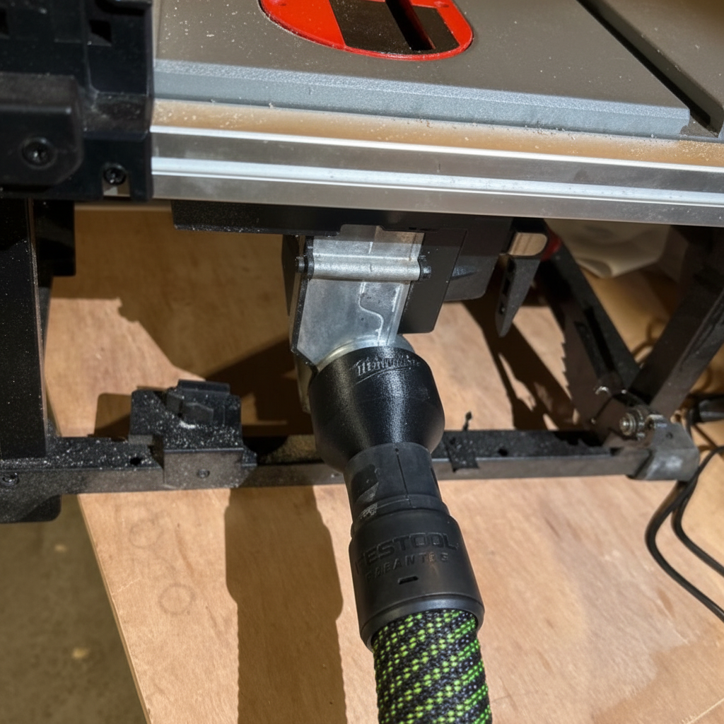 Adaptateur en situation scie Milwaukee Festool